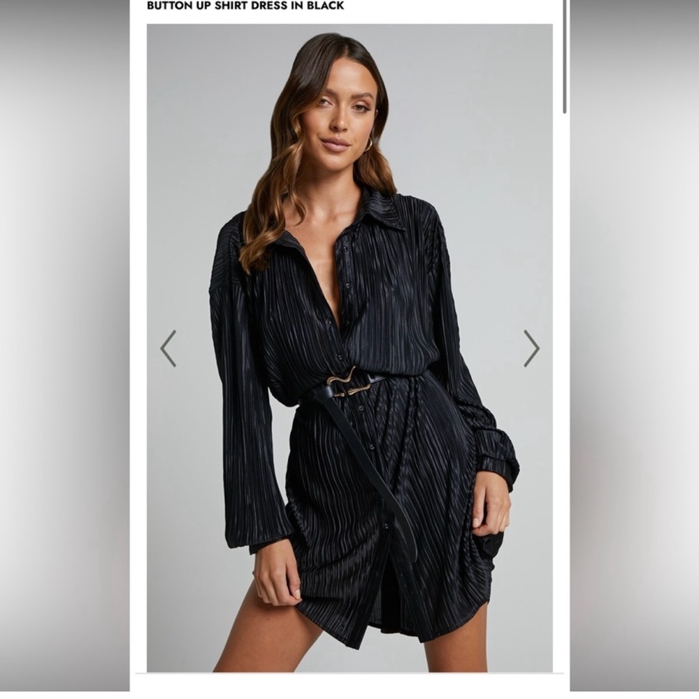 Showpo Plisse Shirt Dress